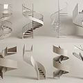 Elegant Modern Spiral Stairs Interior Design With Wooden Steps And Glass Railings