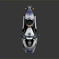 Futuristic Silver Motorcycle With Sleek Design Single Seat And Transparent Windshield