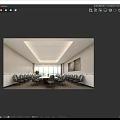 Spacious Modern Conference Room With Large Table Comfortable Chairs And Floor to Ceiling Windows