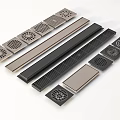 Various Metal Drain Grates With Decorative Patterns For Home Bathroom And Kitchen 3d model