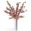 Beautiful White Vase With Pink Flowers And Fresh Green Leaves Arrangement
