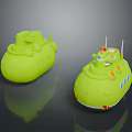 Green Toy Submarines With Playful Design And Decorative Details For Kids