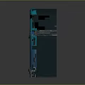 Vintage Jukebox With Arched Top Teal Blue Gradient Grid Door And Base Columns