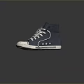 Navy Blue High Top Canvas Shoes With Red And White Side Accents And White Laces