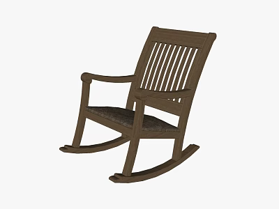 Wooden Rocking Chair With Slatted Back Armrests And Comfortable Seat Design 3d model