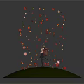 Fox Eared Female Character Leaping With Long Hair And Black Dress Amid Falling Maple Leaves