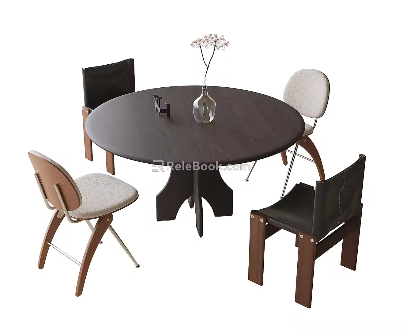 Modern Dining Table and Chair Round Dining Table Dining Chair Single Chair 3d model