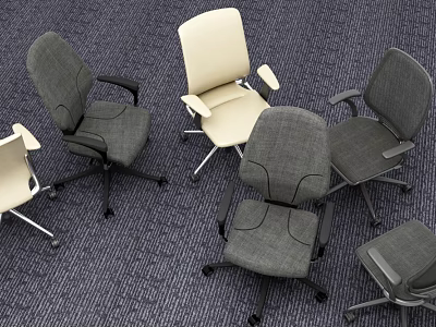 Various Gray And Beige Office Chairs In Different Styles With Armrests And Wheels 3d model
