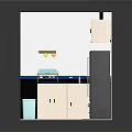 Modern Kitchen Interior Design With Cabinets Range Hood Refrigerator Oven And Countertop