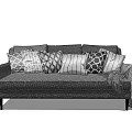 Modern Sectional Sofa Design With Patterned Pillows And Cozy Throw Blanket 3d model
