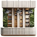 Commercial Bar Equipment With Wine Racks Pendant Lights And Green Plants