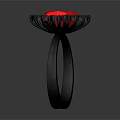 Elegant Black Ring Featuring Red Gemstone And Black Decorative Accents 3d model