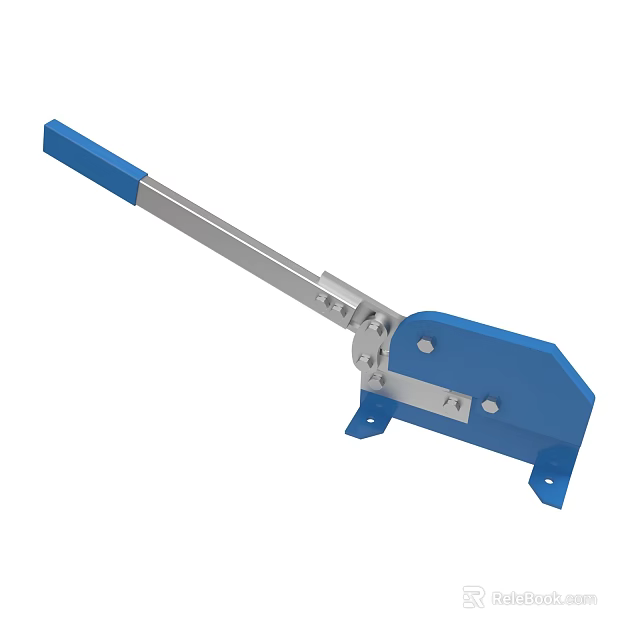 Blue Manual Cutting Tool With Silver Metal Handle And Fixed Base Stand 3d model 