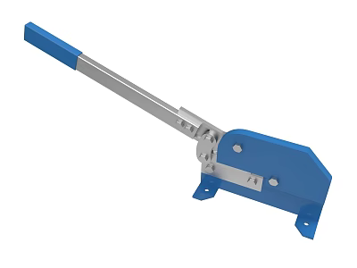 Blue Manual Cutting Tool With Silver Metal Handle And Fixed Base Stand 3d model
