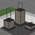 Japanese Style Outdoor Lanterns With Lattice Design Emitting Warm Glow For Garden Spaces
