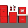 Essential Red Fire Safety Equipment Including Hydrants Extinguishers And Cabinets 3d model