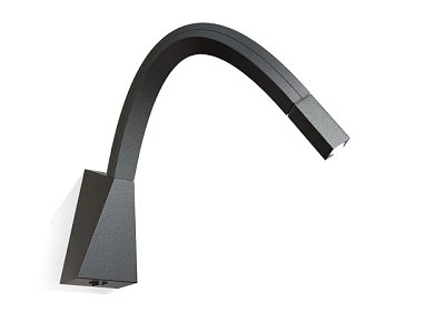 Modern Black Wall Lamp With Curved Arc Design And Square Wall Mounted Base 3d model