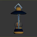 Colorful Decorative Lantern With Blue Handle Transparent Glass And Flame Skull Design