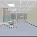 Spacious Hospital Ward Interior With Two Beds Medical Carts And Light Wooden Walls