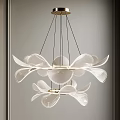 Modern Elegant Petal Shaped Multi Layer Chandelier With White Glass Shades And Gold Metal Frame
