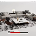 Light Luxury Sofa Coffee Table Combination 3d model