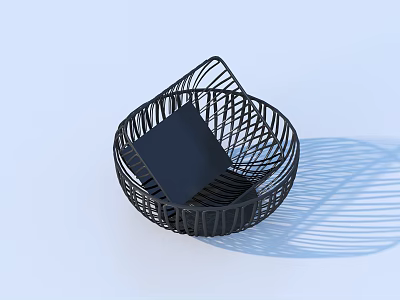 Stylish Black Metal Woven Basket With Square Mat On Light Background For Home 3d model