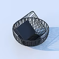 Stylish Black Metal Woven Basket With Square Mat On Light Background For Home