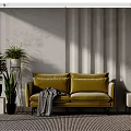 Modern Combination Sofa Fabric Double Sofa 3d model