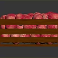Fresh Pink Fruits Filled in Wooden Crate on Dark Background