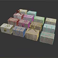 Handcrafted Carved Cubes With Intricate Lines And Light Brown White Patterns
