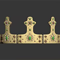 Gold Intricate Headdress Crown With Green And Red Gemstones Decorative Design