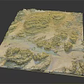 Detailed 3D Terrain Model Featuring Mountainous Landforms Rock Formations Water Elements And Natural Textures