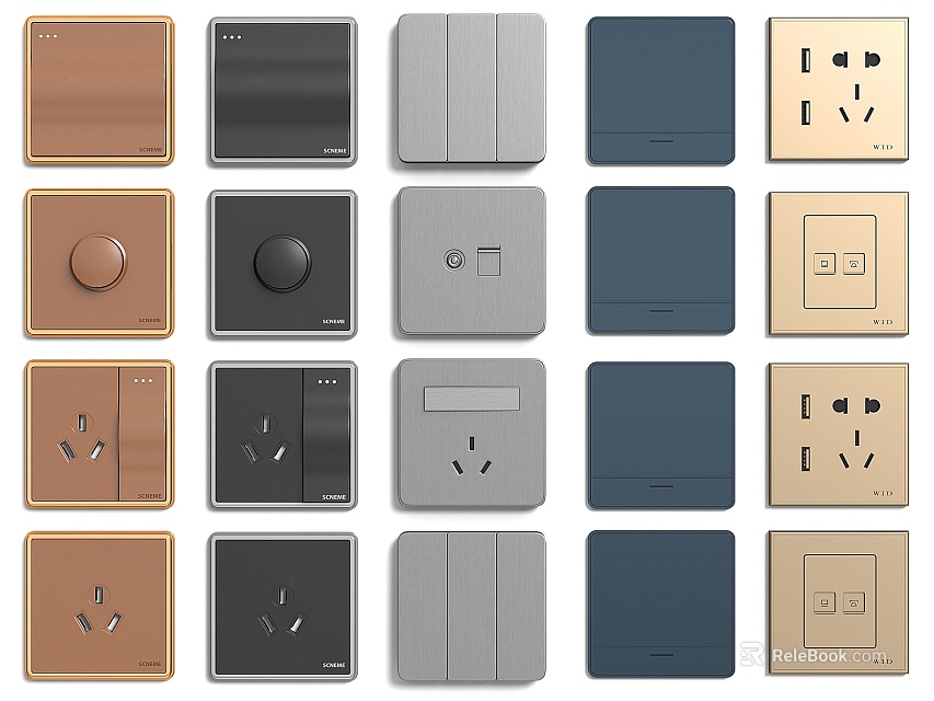 Various Switch Panels And Sockets Styles 3d model 
