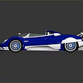 Blue And White Supercar With Transparent Roof Green Interior And Aerodynamic Rear Spoiler Sleek Design