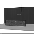 Modern Front Desk Reception With Black Vertical Slat Wall And Mountain Water Texture 3d model