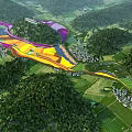 Integrated Aerial Planning Featuring Green Forests Color Coded Zones River And Rural Villages