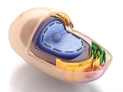 Colorful 3D Cell Structure Decorative Ornament Set With Organelles For Scientific Home Decor 3d model