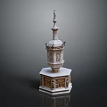 Ancient Architecture Stone Pagoda With Multi tiered Structure And Intricate Base Carvings