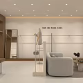Modern Clothing Store Interior Design With Display Racks Comfortable Sofa And Decorative Plants