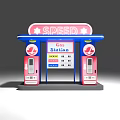 Speed Gas Station Featuring Blue Canopy Pink Fuel Pumps And Price