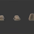 Brown Daily Use Sandbags Stacked in Different Arrangements on White Background
