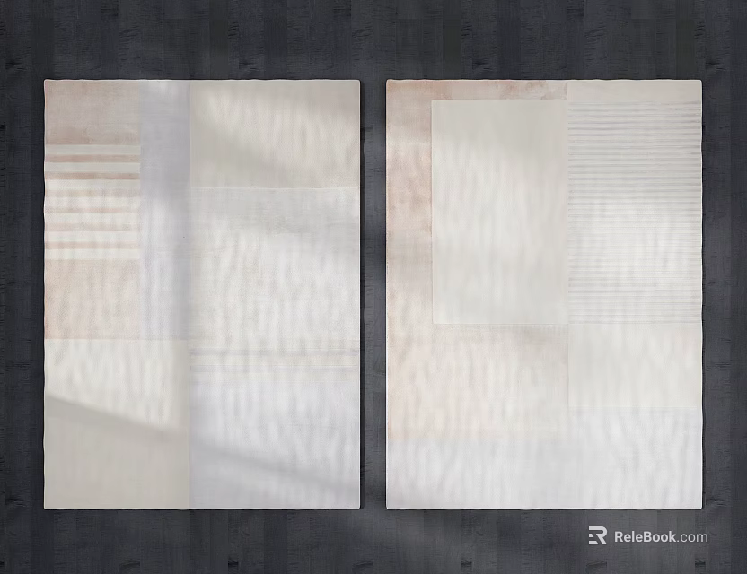 Square Rugs With Neutral Tones Striped Patterns And Soft Texture For Modern Decor 3d model