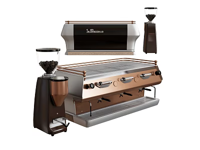 Elegant Modern Kitchen Appliances With Coffee Machine Grill And Stainless Steel Design 3d model