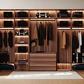 Modern Wooden Closet Interior With Hanging Garments Shelves Drawers And Storage Compartments