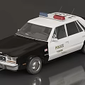 Black And White Police Car With Emergency Lights And POLICE Logo