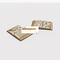 Open Vintage Ancient Books With Detailed Historical Text And Illustrations On Pages