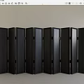 Black Folding Screen With Multiple Panels Against Light Colored Wall And Light Floor 3d model