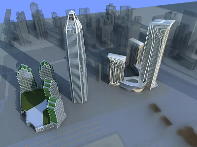 Modern High Rise Office Building Design With Glass Facade And Unique Architecture In Urban Cityscape 3d model