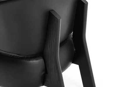 Black Leather Single Sofa With Modern Wooden Armrest And Comfortable Seating Design 3d model