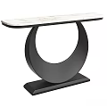 Elegant Modern Dressing Table With Marble Top And Golden Circular Metal Base